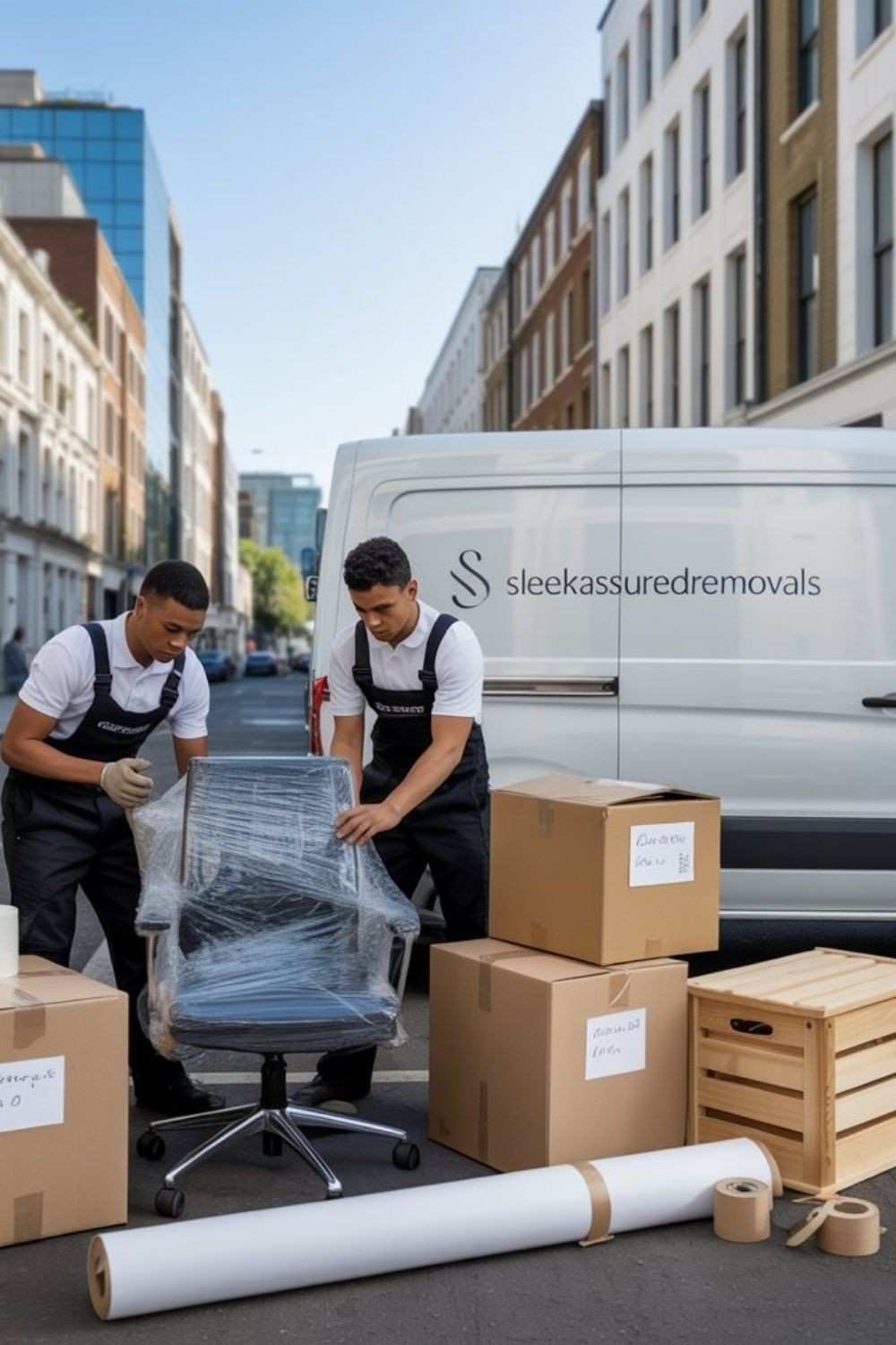Why Choose SleekAssuredRemovals – two removal workers packing items in London