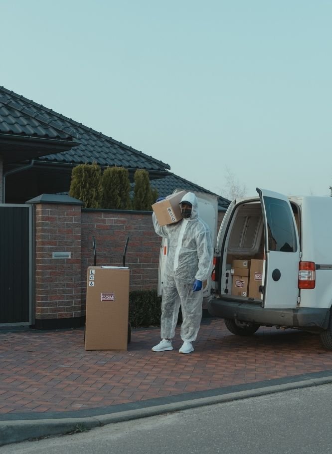 Moving van parked outside a Hackney home