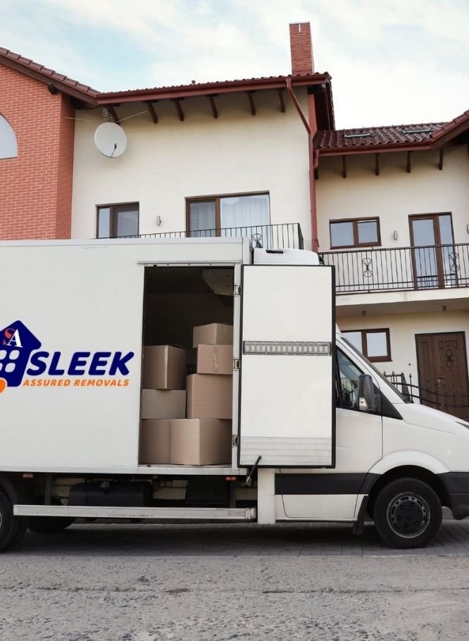 Our van is loaded with household goods in London.