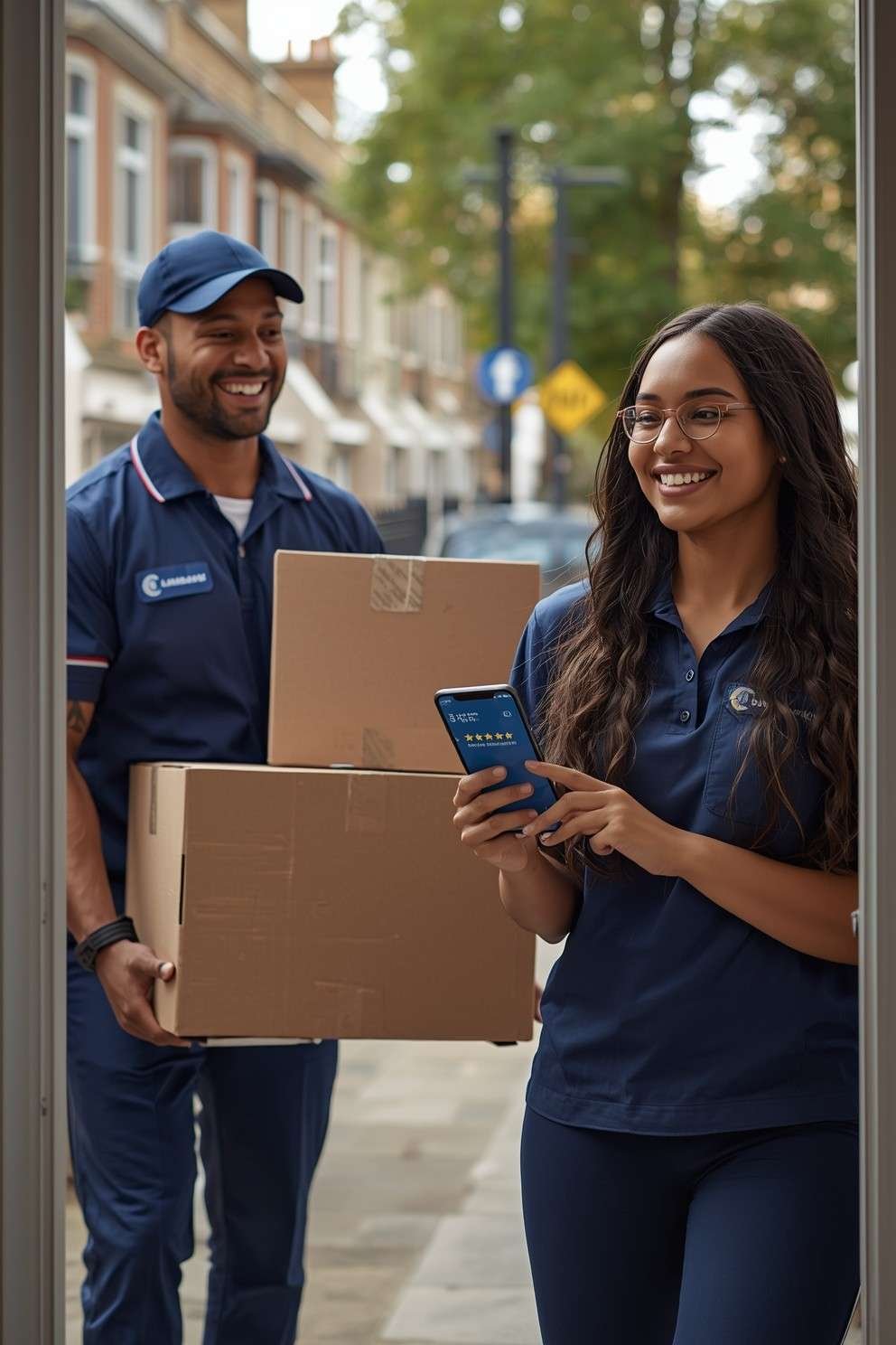 Our Stuff With Boxes In Client Door