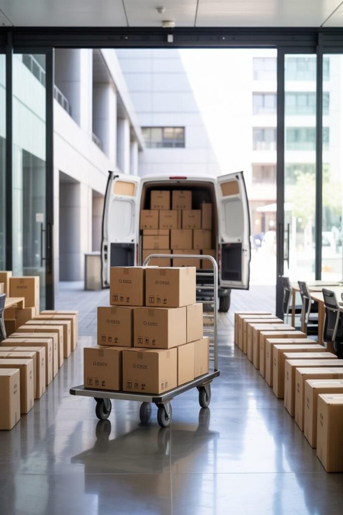 Office Removals South London — packed office boxes ready to move