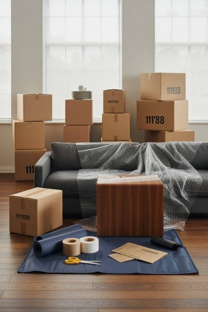 Storage & holdover solutions in London with boxes and furniture in a secure room