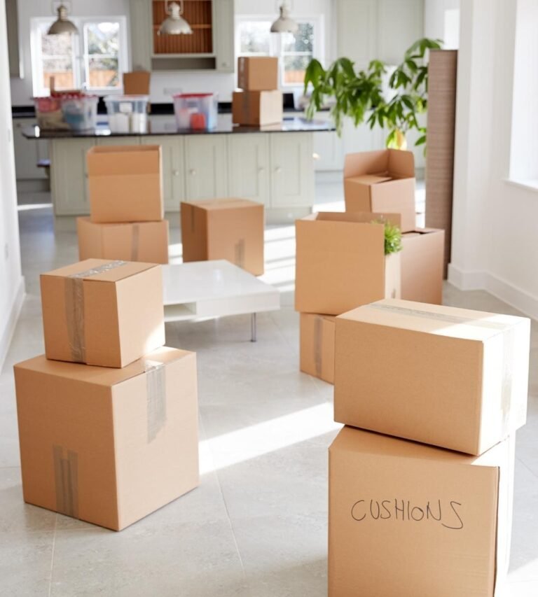 Packed moving boxes