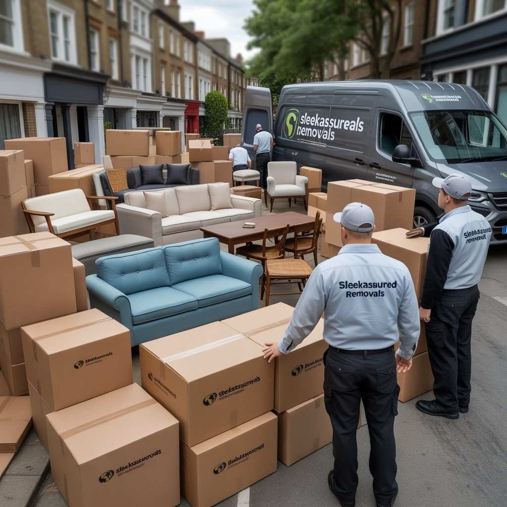 Our Teams Organised furniture and boxed items ready for waste clearance