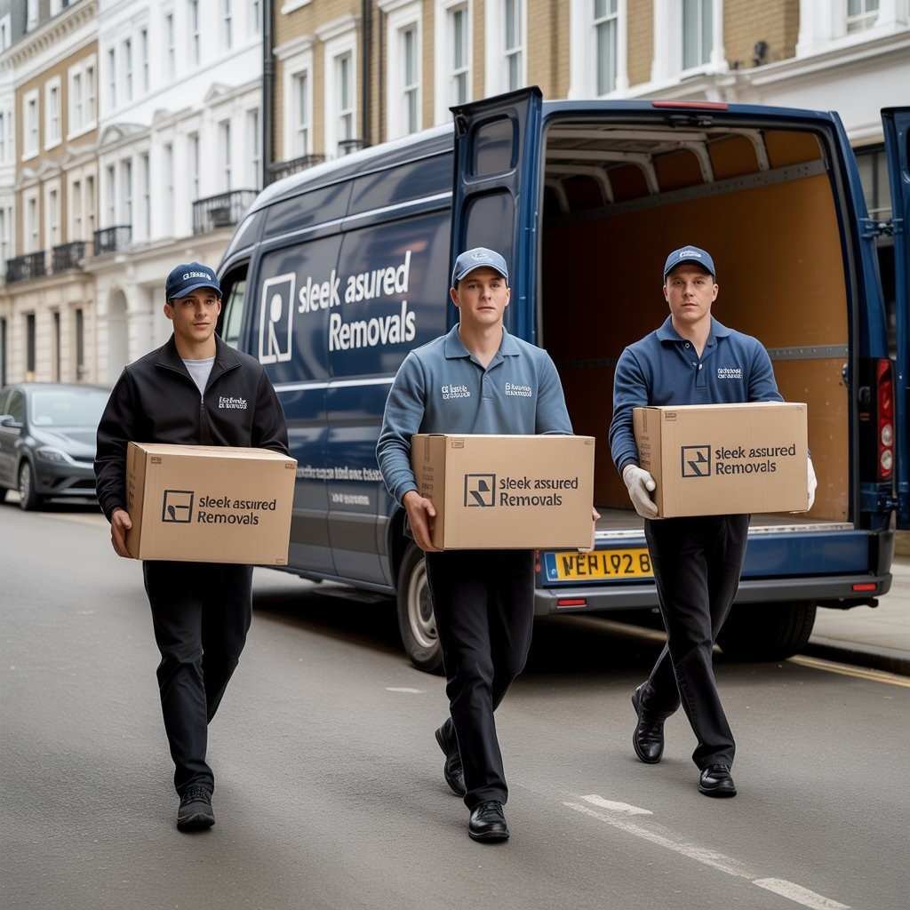 Man and van Brixton move in progress with sleekassuredremovals team unloading boxes