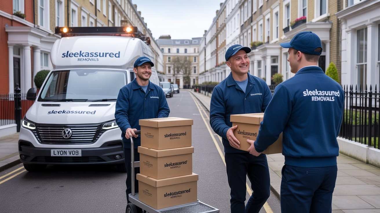 man and van team arriving for a London move with a branded uniform and van