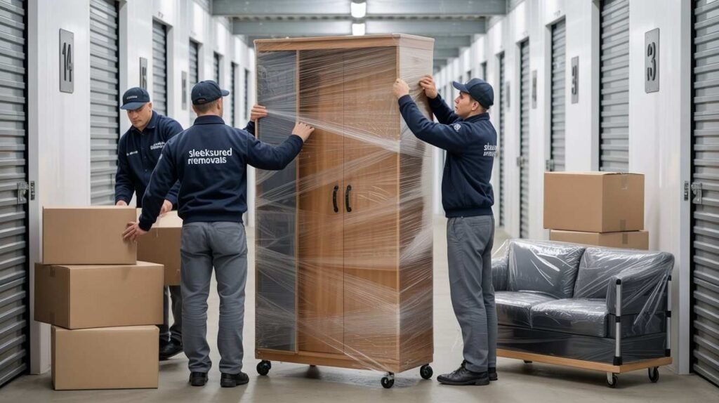 Our Professional movers ready to using a trolley to move furniture toward