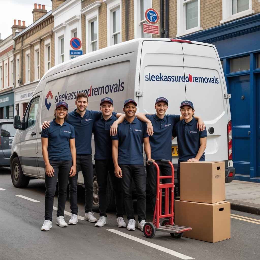 Movers loading a service van on a Wandsworth street for a man and van move