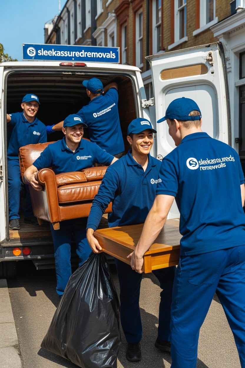 Professional man and van service in Clapham loading items safely