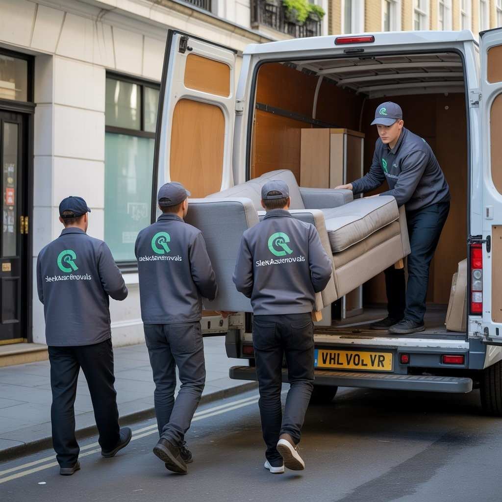 Branded sleekassuredremovals team providing waste clearance and furniture disposal in Central London