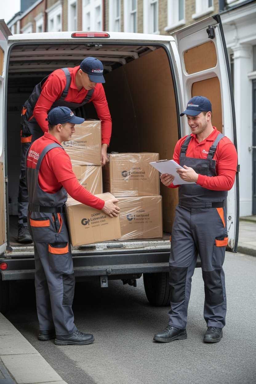 Our waste clearance team loading boxes or listing