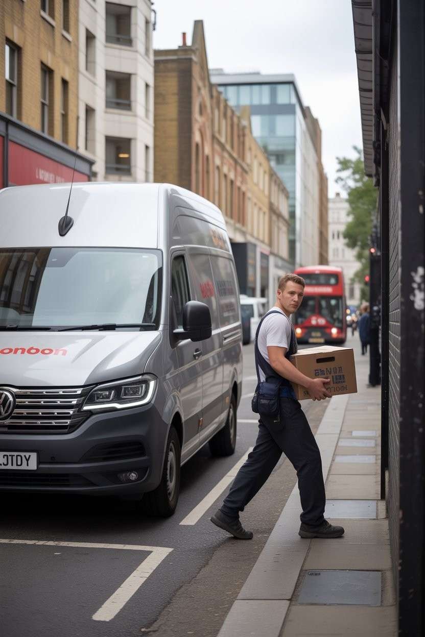 Local man & van in narrow London street
