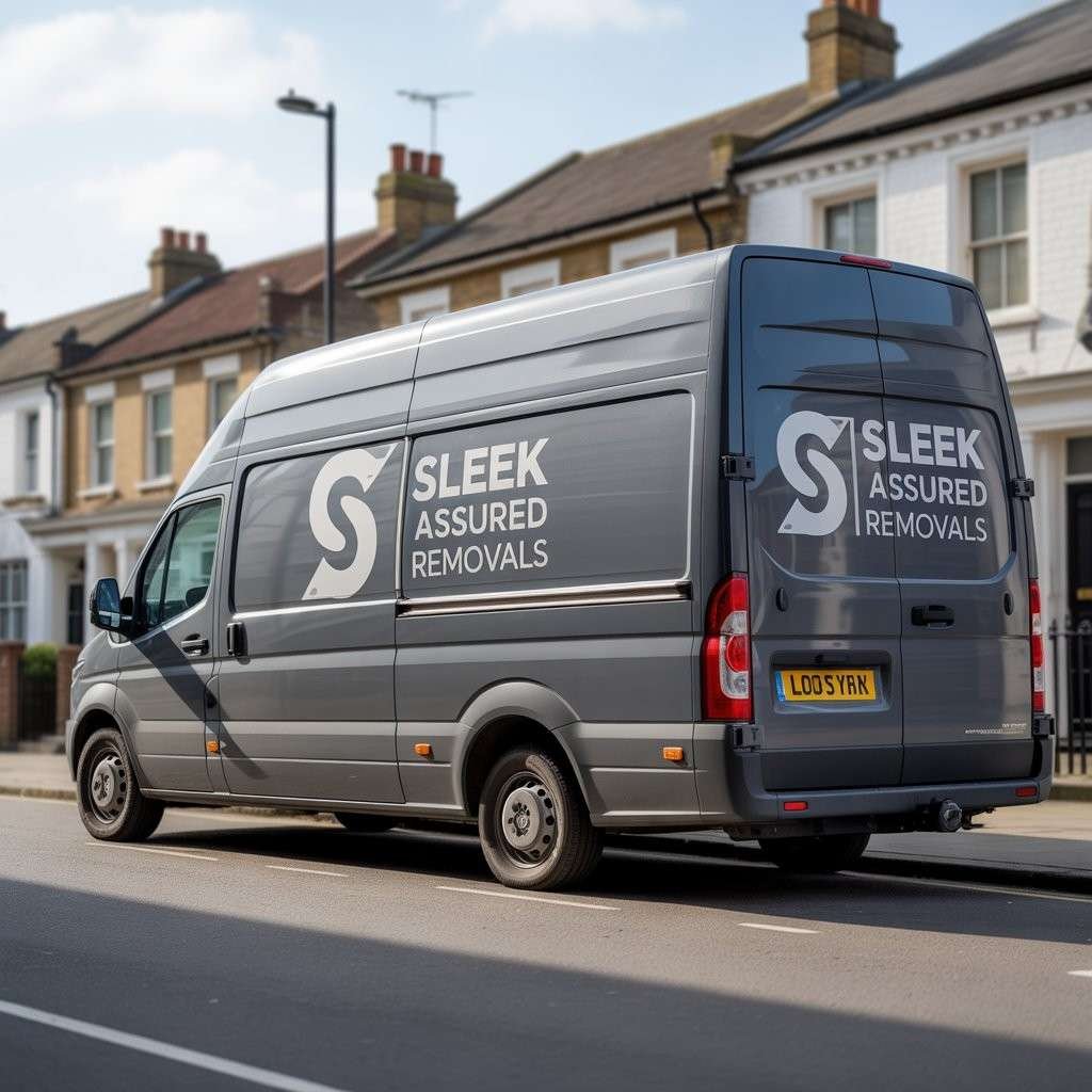Sleek Assured Removals Service van parked on a Central London street