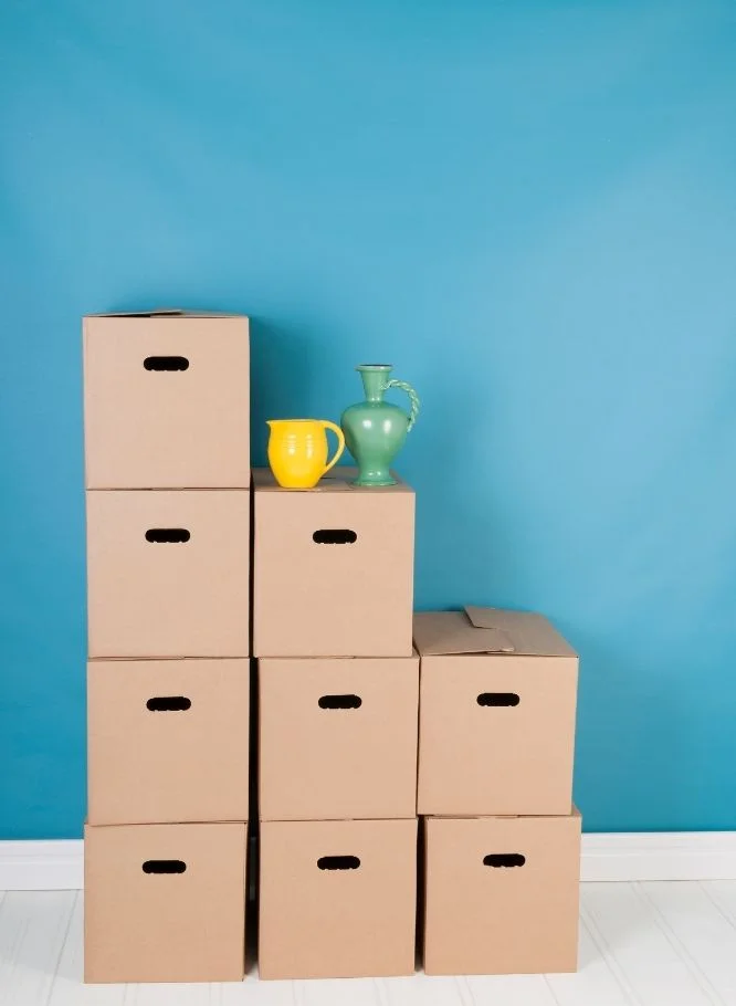 Home furniture and boxes prepared for a house moving service