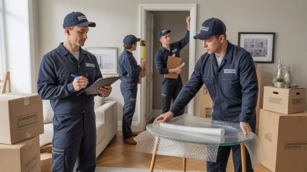 sleekassuredremovals movers assessing furniture and packing needs for an itemised London moving quote