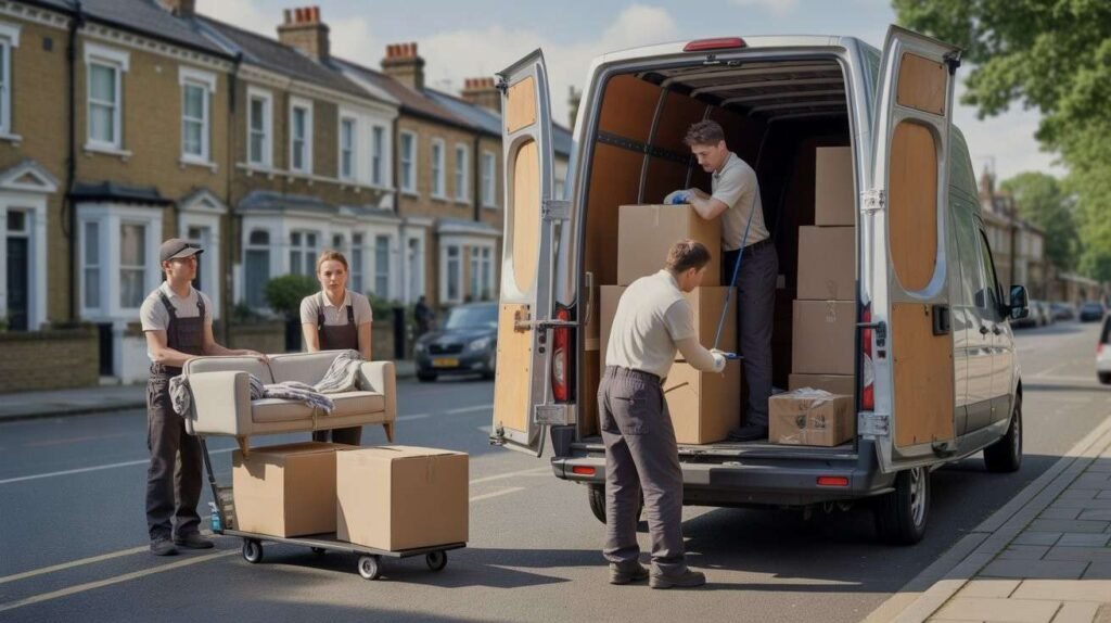 Our Movers Team Uploding Boxes and Furniture in London 