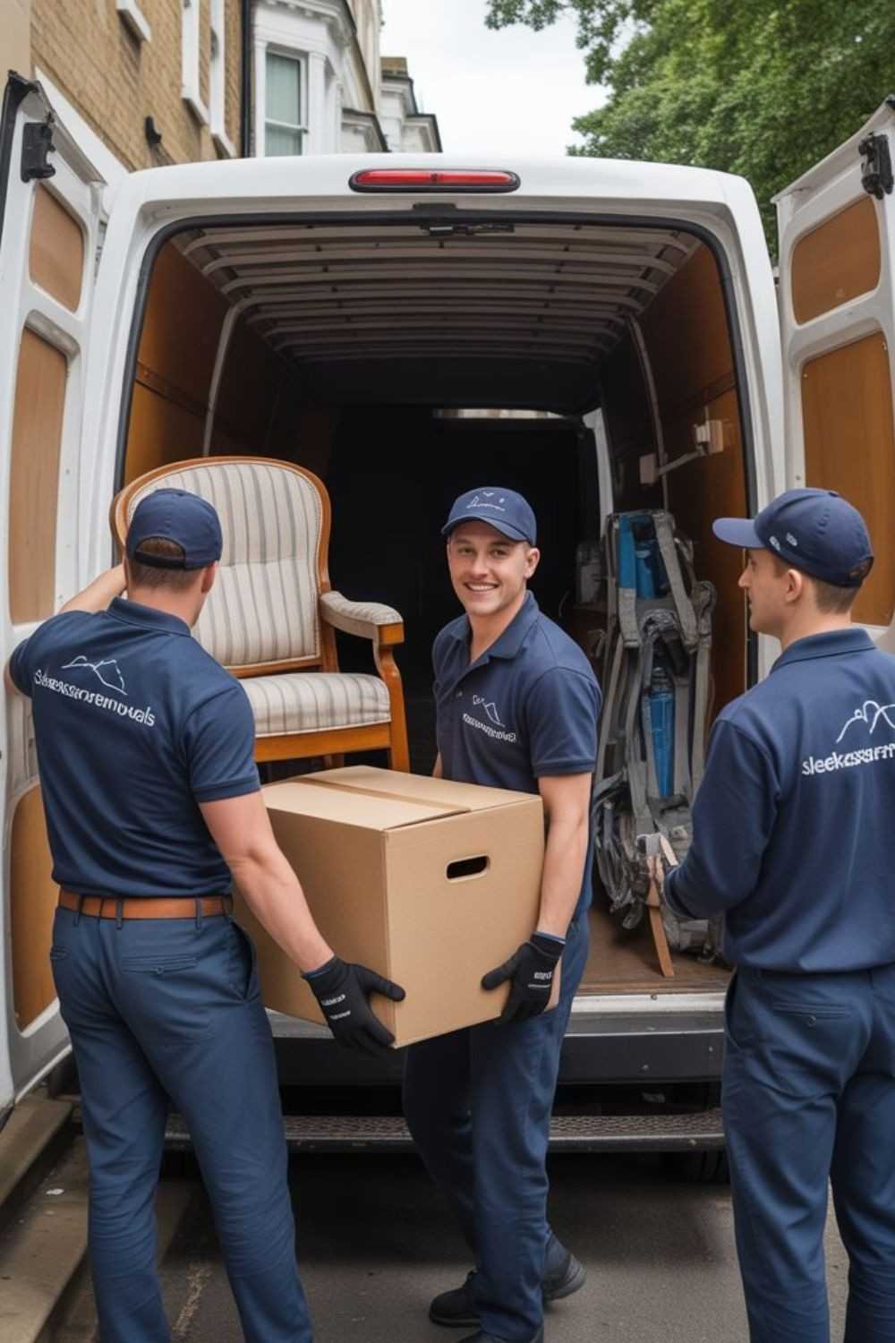 Movers loading furniture into a van for delivery in South London