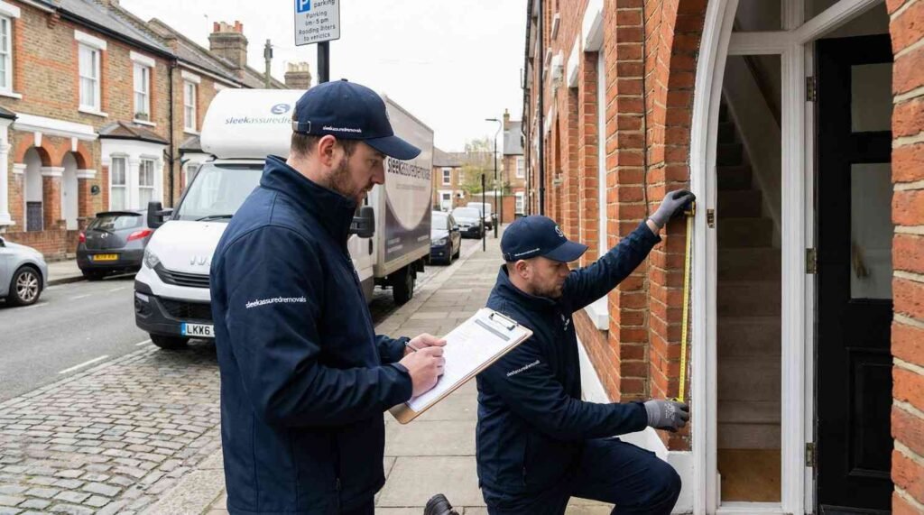 movers checking access and paperwork in London