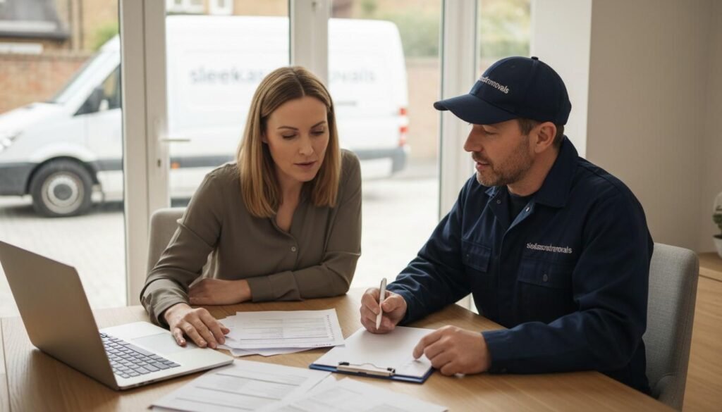 Customer comparing quotes with sleekassuredremovals mover in London
