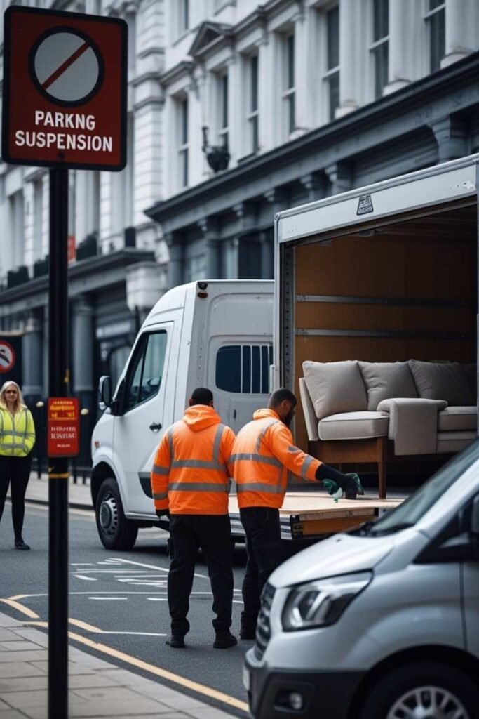 Loading bay with parking suspension sign