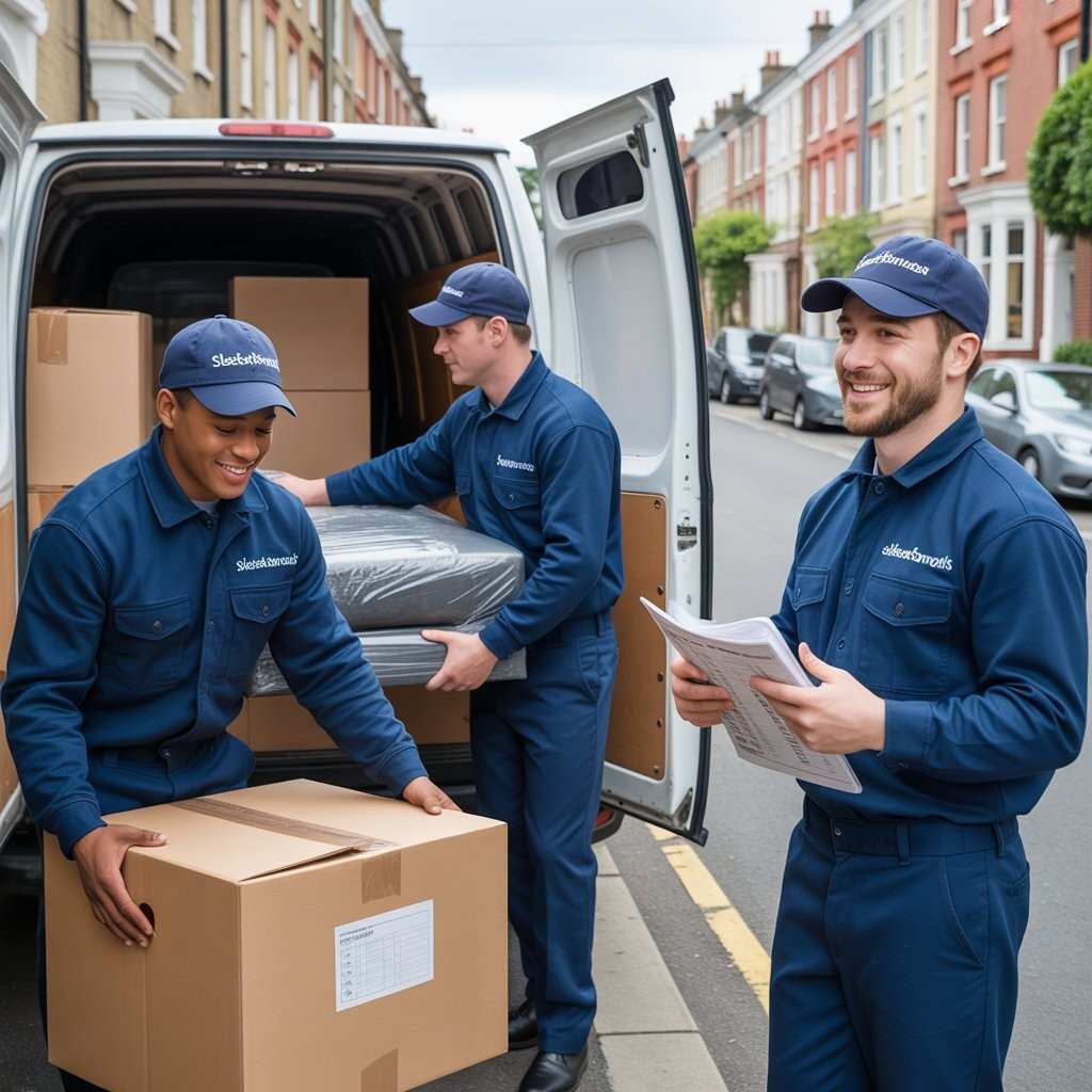 Our man and van team in Dagenham loading boxes into a van for a local home move
