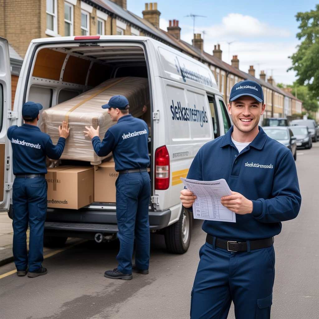 Professional man and van team in Barking loading boxes into a van for a local home move