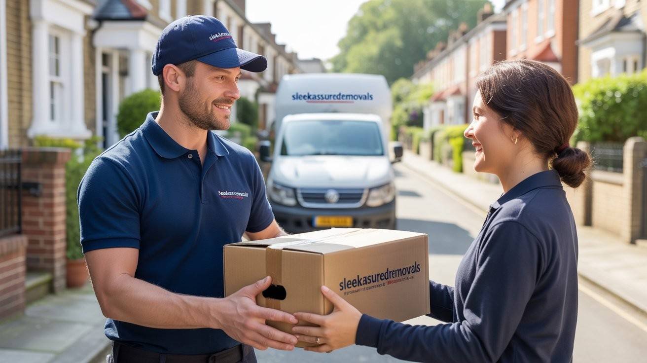 The Man and Van mover handover a box