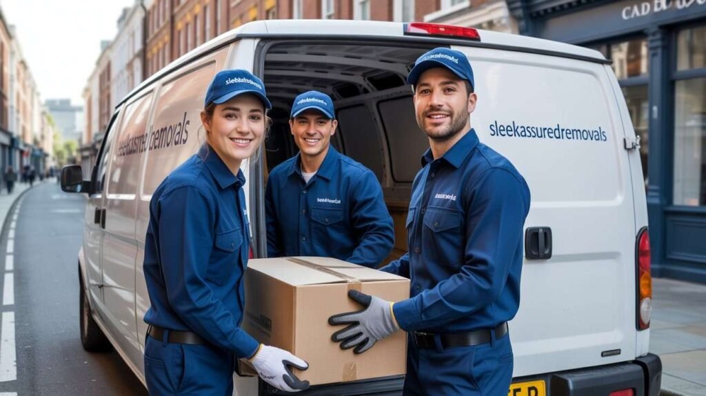 Our man and van movers loading a box into a van on a Camden, London street