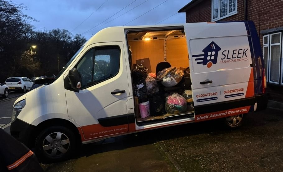 Fully loaded removal van ready for moving
